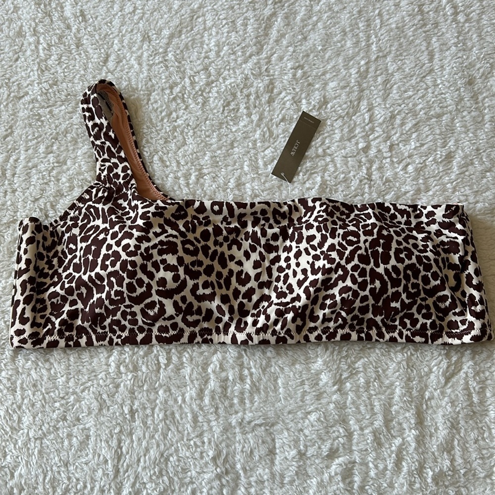 J. Crew One Shoulder Leopard Swim Top Size 3X NWT